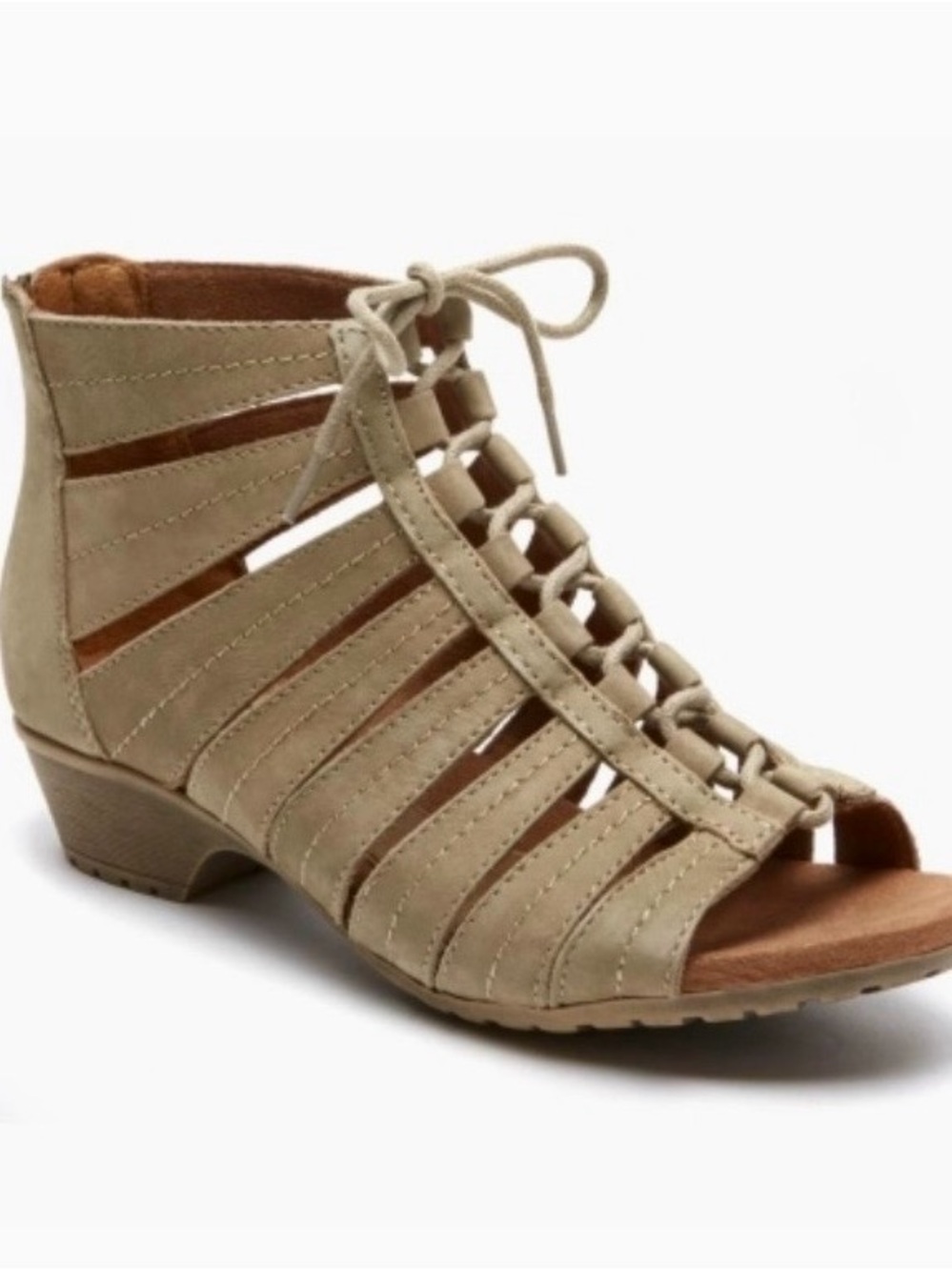 Rockport Cobb Hill “Gabby” Olive Green Nubuck Leather Gladiator Sandals 9.5W